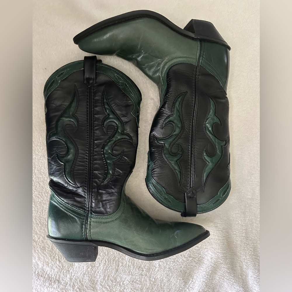 Vintage Dingo Green and Black Western Cowboy Boots size 5M - Picture 4 of 6